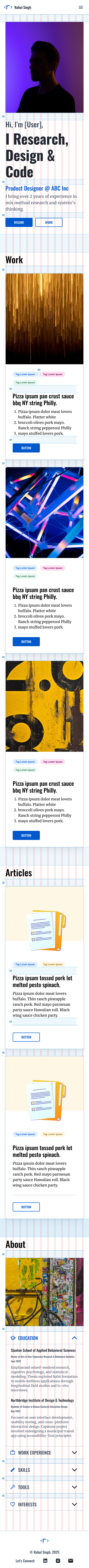 Homepage Mobile with Grids